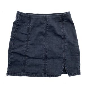 Free people black denim mini skirt